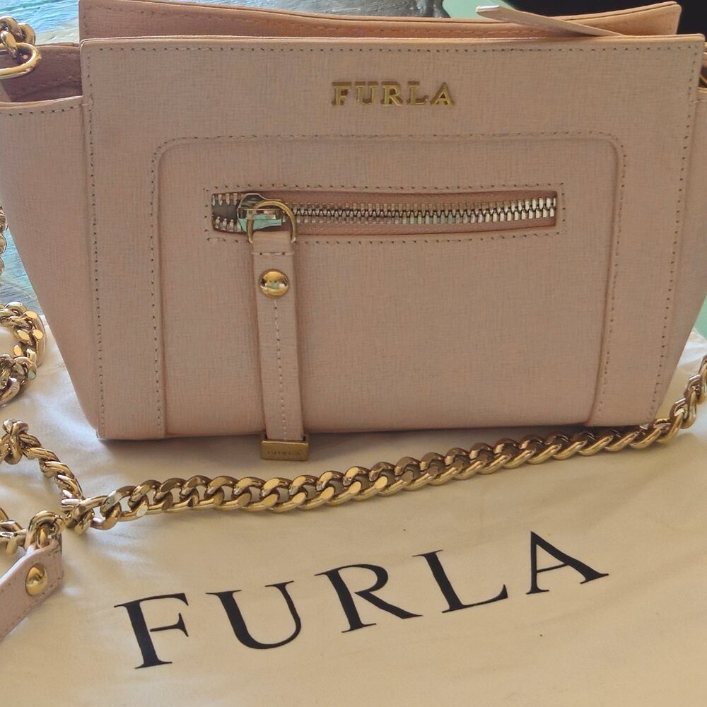 Furla authentic pink purse/shoulder purse with dust bag.